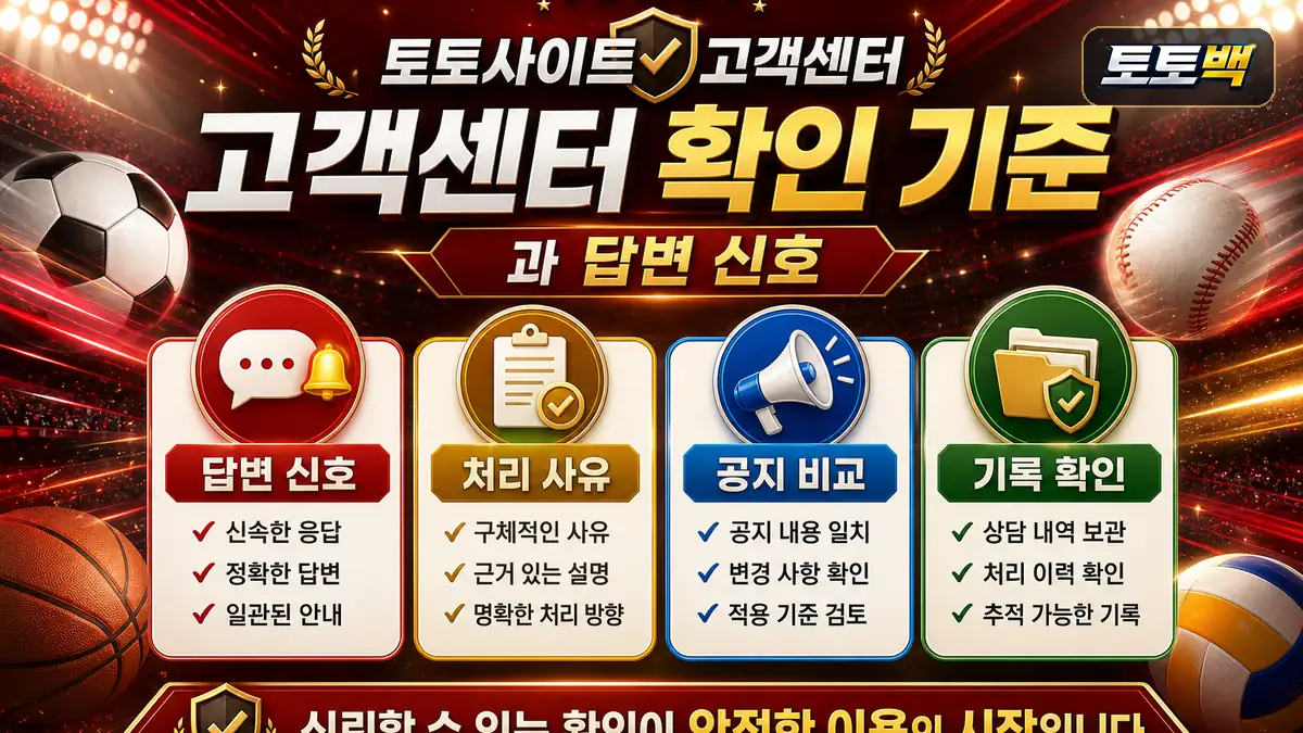 토토사이트 고객센터 답변 기준과 기록 확인 흐름을 설명하는 인포그래픽