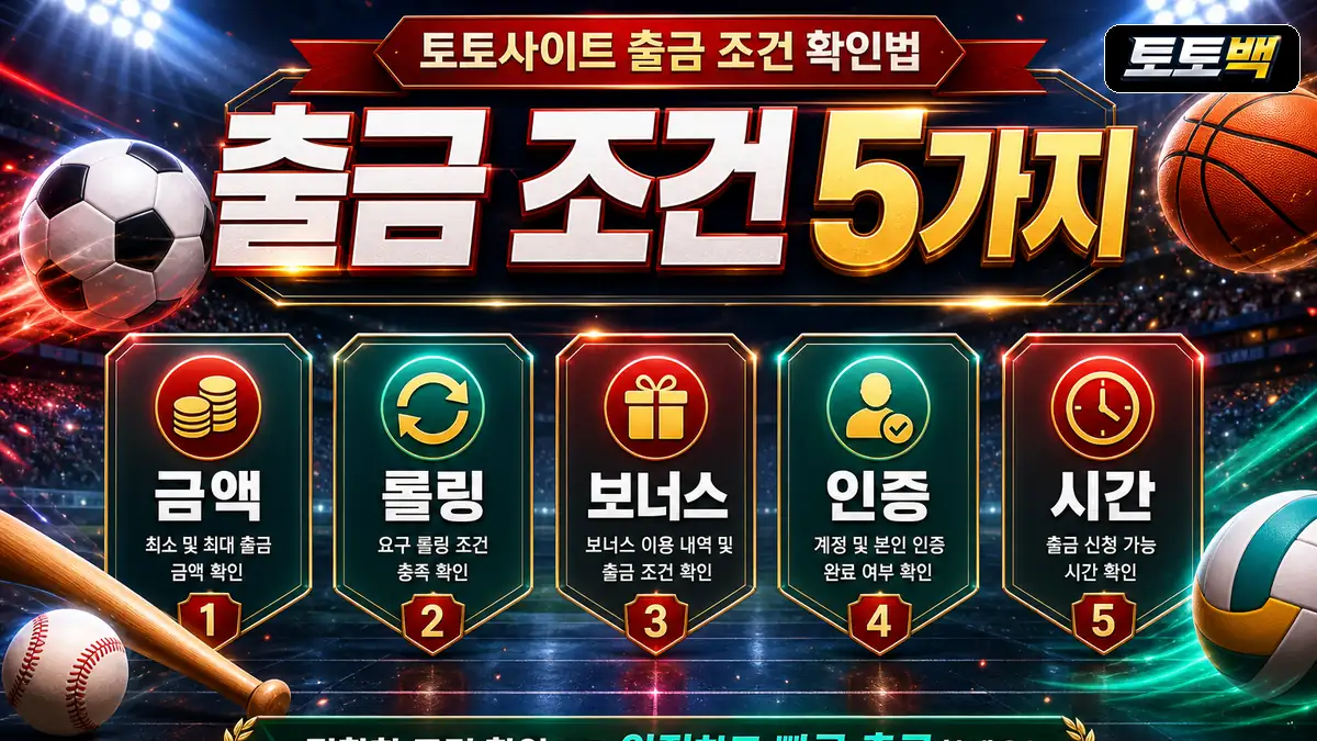 토토사이트 출금 조건 확인법 5가지 기준을 정리한 스포츠 인포그래픽