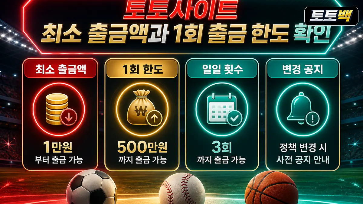 토토사이트 최소 출금액과 출금 한도 기준을 비교한 이미지